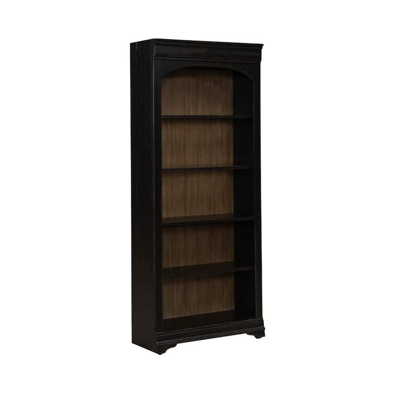 Meritage Aged Charcoal Rub-thru Caramel Bunching Bookcase - 32" x 14" x 76"
