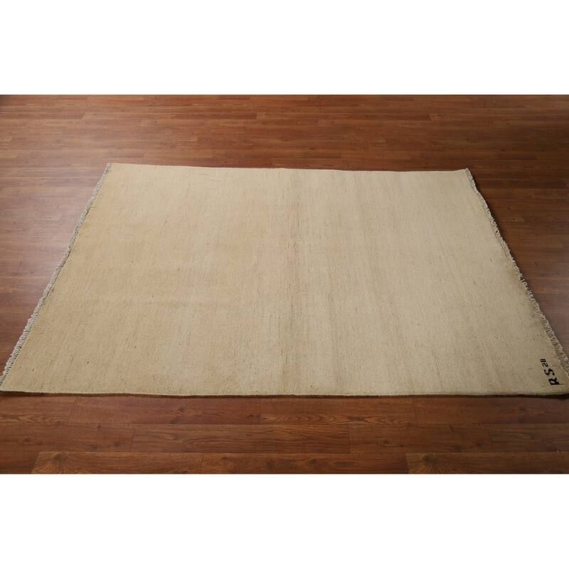 Solid Gabbeh Modern Accent Rug Hand-Knotted Wool Carpet - 4'1"x 5'8"