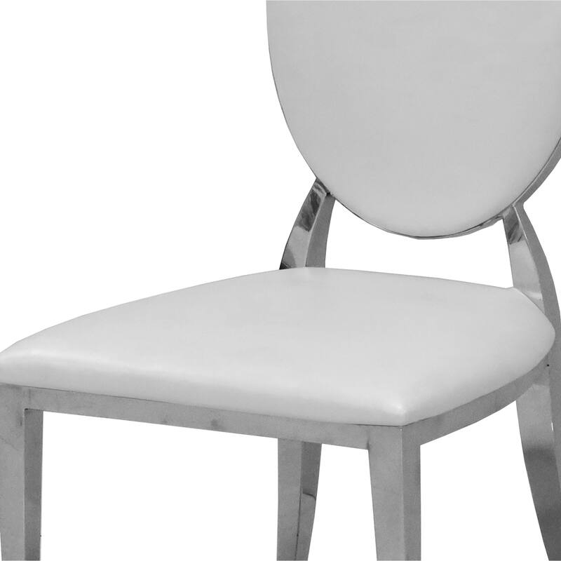 Leatherette Dining Chair Set of 2 with Stainless Steel Legs