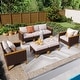 preview thumbnail 15 of 38, 9-Piece Outdoor Wicker Sectional Sofa Patio Furniture Luxury Conversation Set, Beige Cushion 7-Seat - Type A