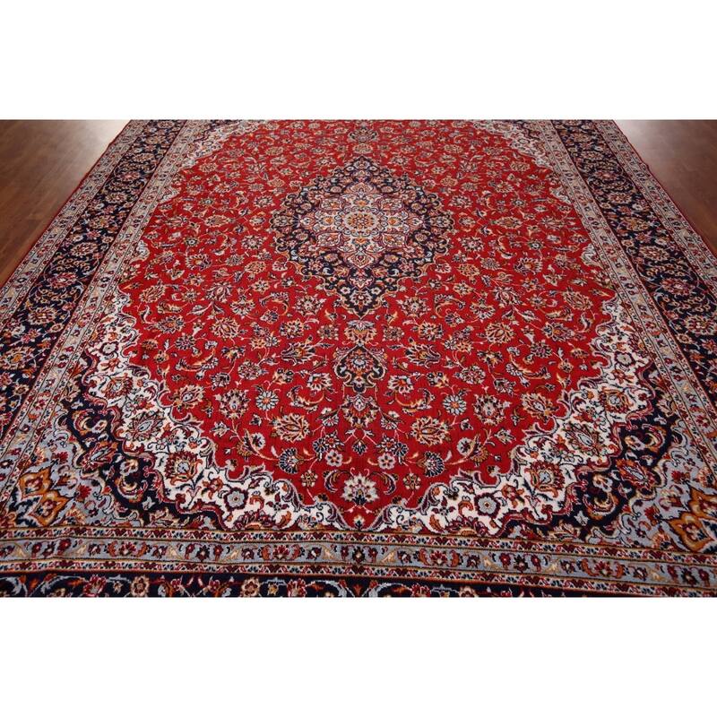 Traditional Kashan Turkish Area Rug Living Room Machine Made Carpet - 9'9" x 12'7"