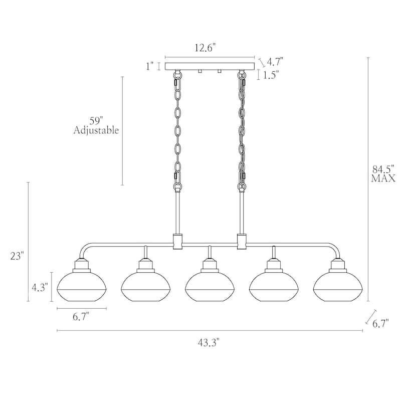 Modern Glam Large Farmhouse Gold Glass Chandelier Linear Island Dining Room Bar Pendant Lights