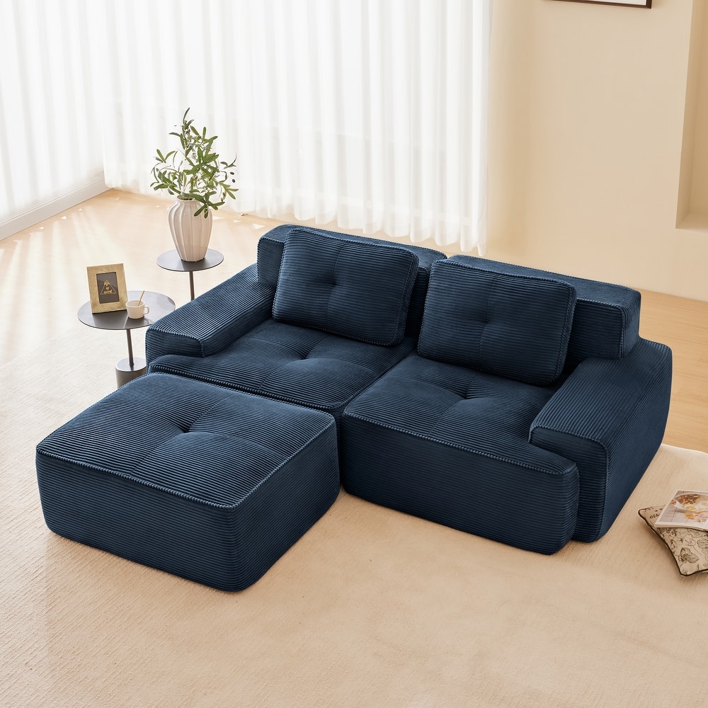 82" Modern L-Shaped Modular Sectional Sofa for Living Room, Corduroy Fabric, 2-Seater Couch with Deep Seat