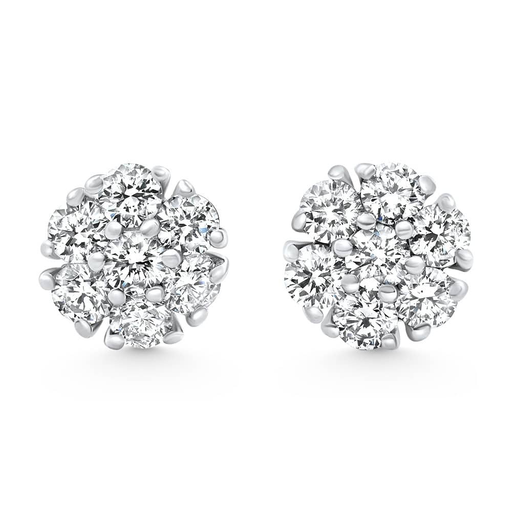 1Ct Diamond Cluster Pave Studs Screwback Earrings Gold Lab Grown