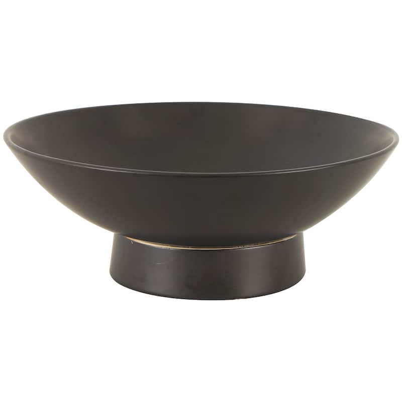 Black or White Ceramic Wide Decorative Bowl with Elevated Base