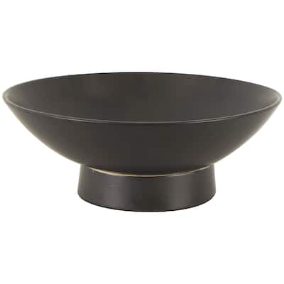 Ceramic Wide Decorative Bowl with Elevated Base - Black or White - Roche River Decor