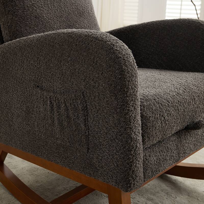 25.4" Boucle Rocking Chair with Footrest