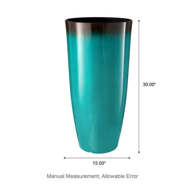 dimension image slide 2 of 3, Glitzhome 30"H Set of 2 Oversized Gradient Cobalt Blue/Turquoise/Red Tall Plastic Planter