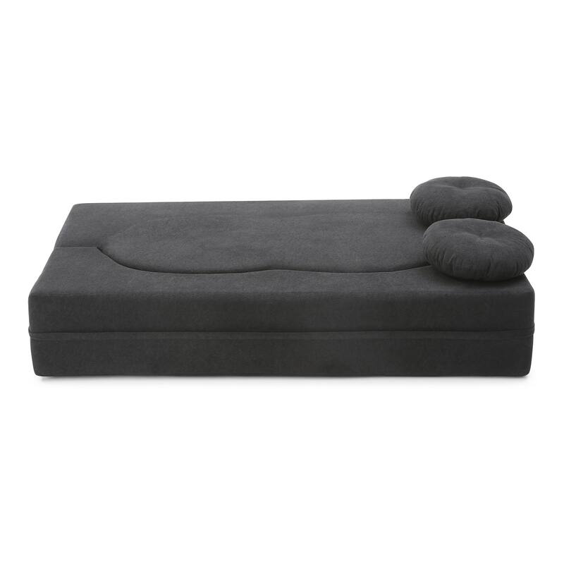 2-in-1 Convertible Folding Sofa Bed Lychee Velvet Futon Loveseat Couch