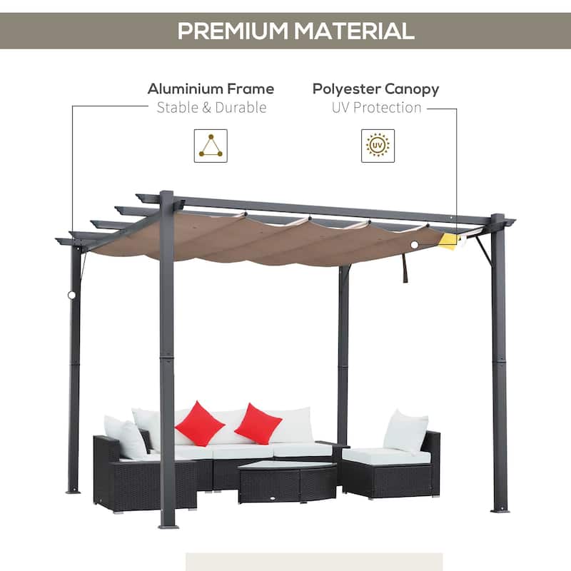 Outsunny Aluminium 10' x 10' Outdoor Pergola with Canopy Cover