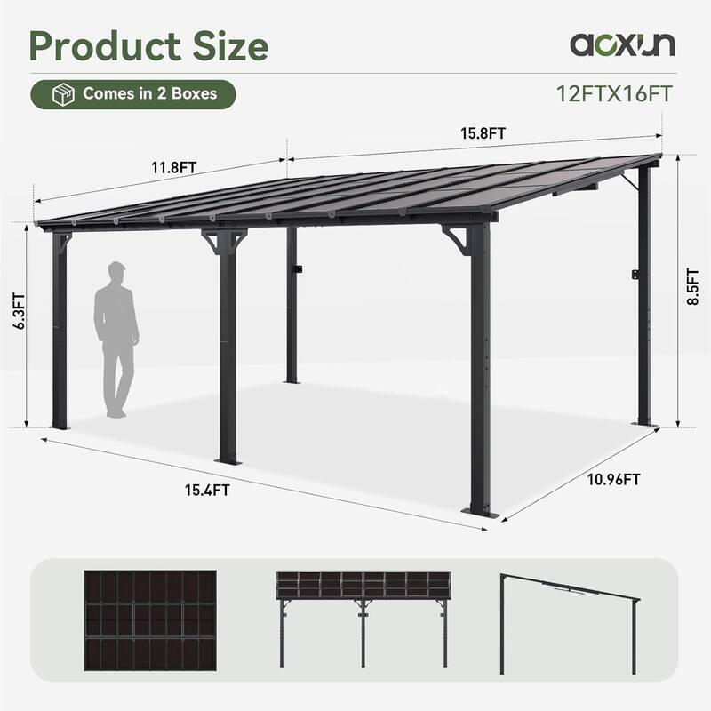 Gazebo for Patio, Gazebo Pergola with Sloped Roof