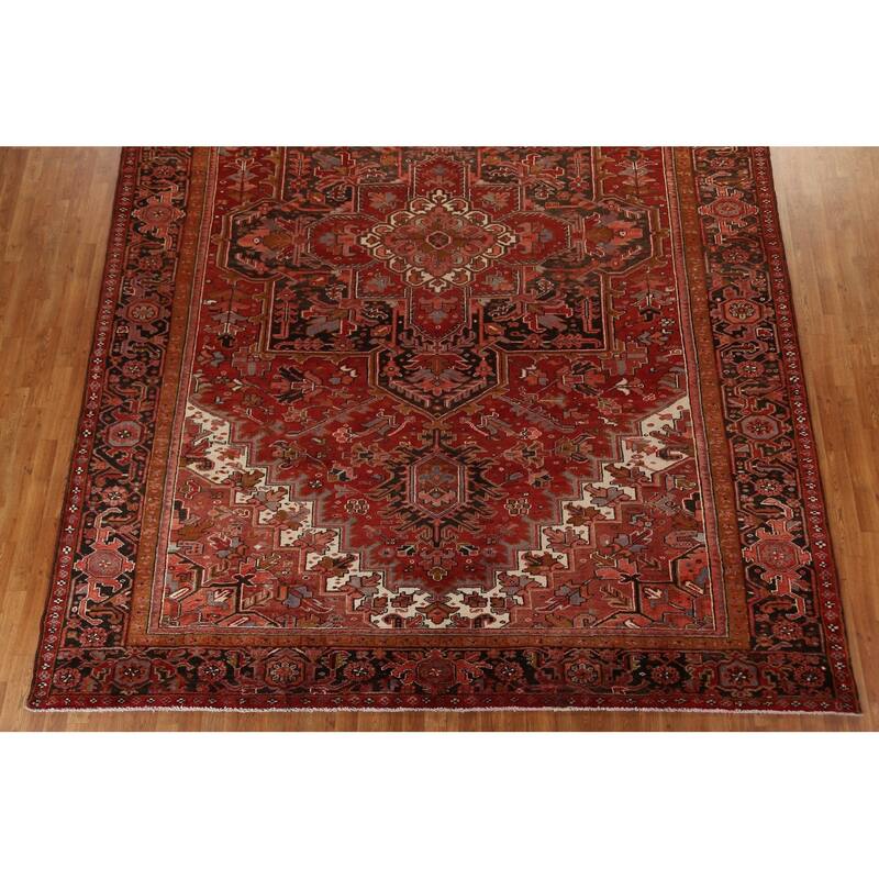 Vintage Vegetable Dye Heriz Persian Area Rug Hand-knotted Wool Carpet - 10'2" x 13'5"