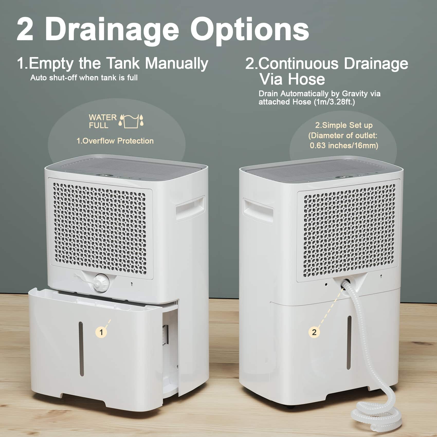 5499 Sq. Ft Large Dehumidifier for Home with Drain Hose Bed Bath