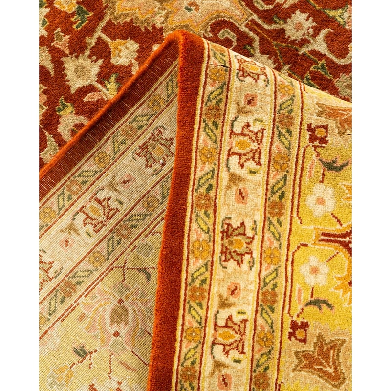 Overton Handknotted Wool Traditional Oriental Orange Area Rug - 8' x 10'