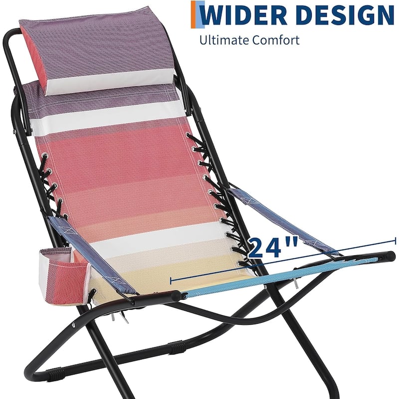 Portable Outdoor Folding Beach Chair with Headrest, 1 Position Lightweight
