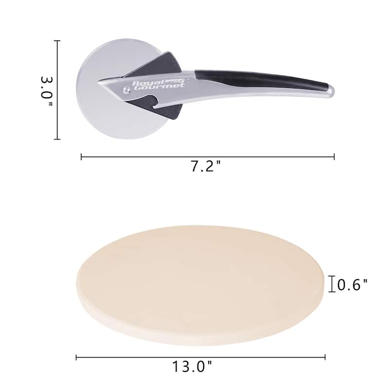 Royal Gourmet 2-Piece Pizza Set, 13in Pizza Stone and Wheel Cutter