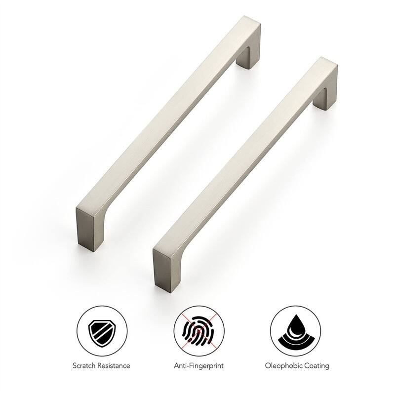 25 Pack Solid 5 Inch Kitchen Square Cabinet Handles - Satin Nickel - 8"L x 3"W