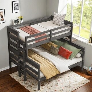 Detachable Design Bunk Bed with Safety Guaranteed, Twin XL over Queen