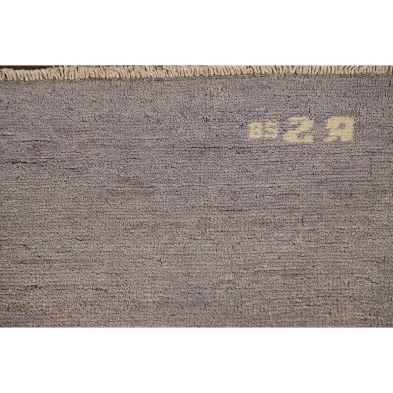 Hand Knotted Oriental 100% Wool Carpet Modern Modern Greys & Charcoal Gabbeh Area Rug - 4' 0'' X 2' 8''