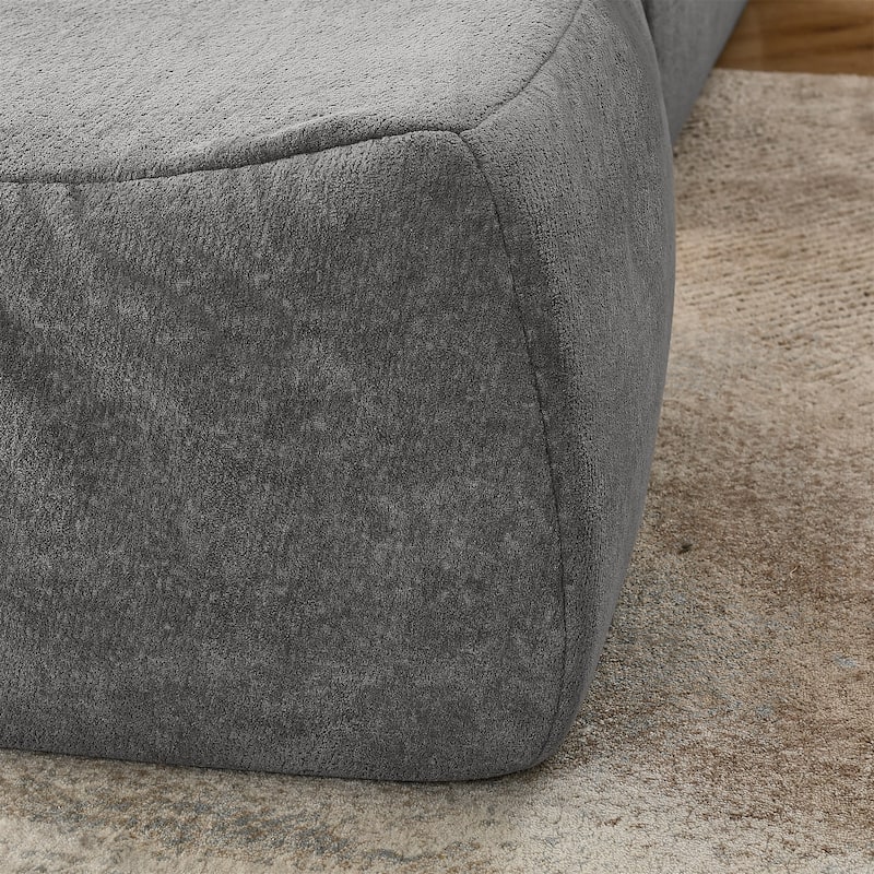 Chenille Bean Bag Chair with Ottoman Waist Pillow and Large Memory Foam Lounger for Adults