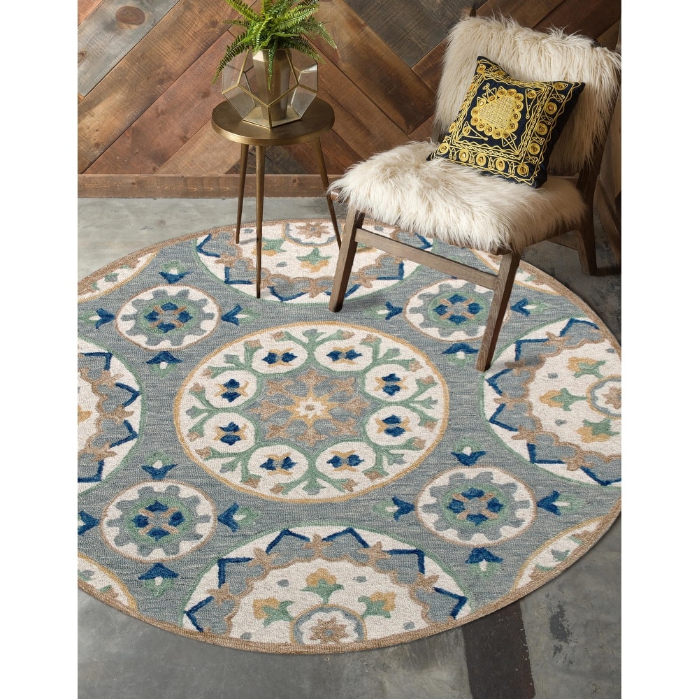 Sevita Rugify Suzani Hand-Tufted Wool Contemporary Round Indoor Area Rug