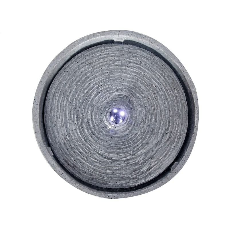 Christopher Knight Home - Modern 12.99"H Polyresin Outdoor Bowl Water Fountain with LED Light