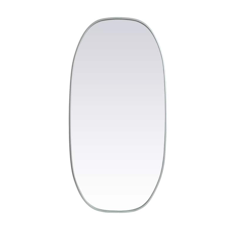 Indigo Home Metal Frame Oval Mirror 24x48 Inch - Silver