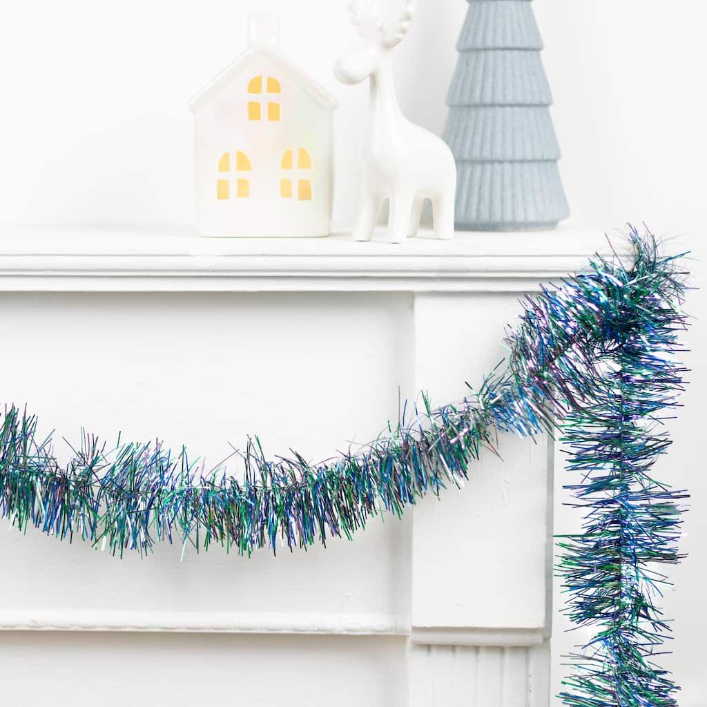 Shiny Tinsel Two-Tone Christmas Garland - 18' x 3" - Blue