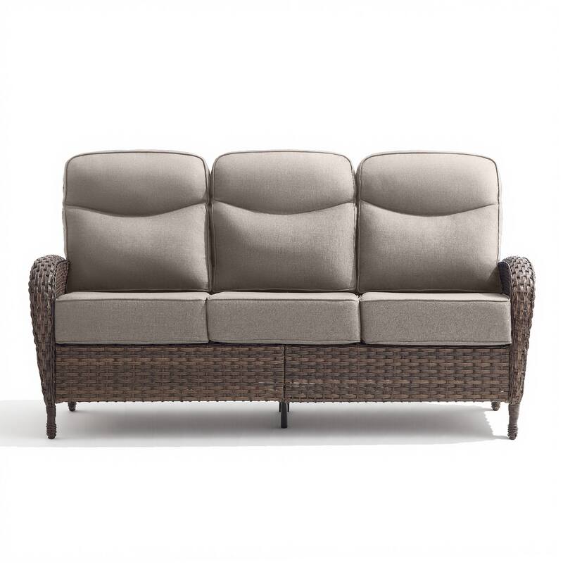 Pocassy Outdoor Wicker Patio Sofa with Swivel Chair Ottoman Sets