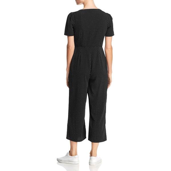 Shop Sadie Sage Womens Jumpsuit Polka Dot Button Down Black Polka Dot Overstock