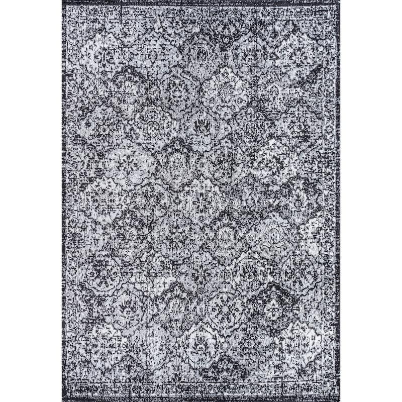 JONATHAN Y Minori Persian Boho Vintage Trellis Area Rug - 5 X 8 - Black/Ivory
