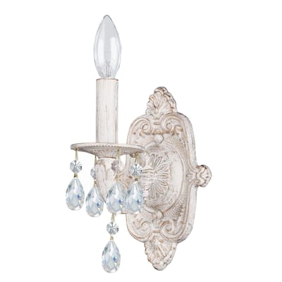 Paris Market 1 Light Swarovski Strass Crystal White Sconce - 6.25'' W x 9.5'' H x 6.25'' D