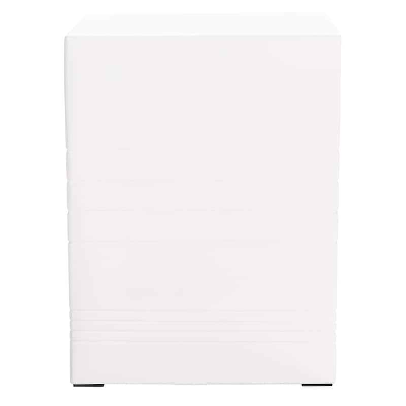 SAFAVIEH Outdoor Franziska Concrete Accent Stool - 13.78" W x 13.78" L x 18.11" H - 14Wx14Dx18H - Ivory