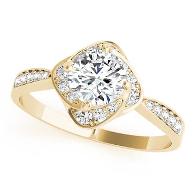 Auriya 14k Yellow Gold Lab Grown Round Diamond Halo Engagement Ring 0.50 to 5.00 ct. tw. (F-G VS)