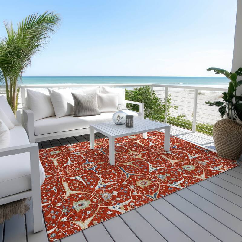 Machine Washable Indoor/ Outdoor Traditional Persian Chantille Rug