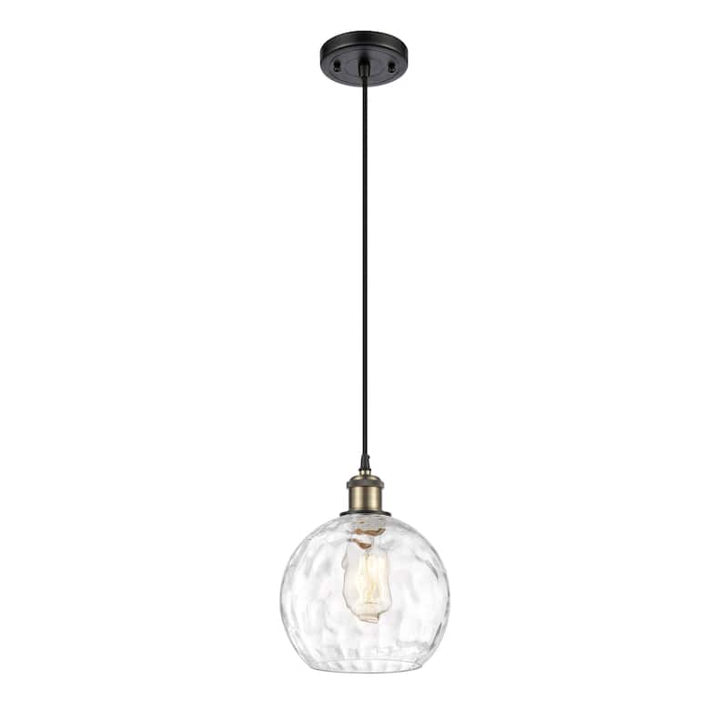 Innovations Lighting Ballston Athens Water Glass 1 Light 8" Cord Hung Mini Pendant - Black Antique Brass