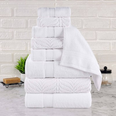 Superior Chevron Zero Twist Solid and Jacquard Cotton 9 Piece Towel Set