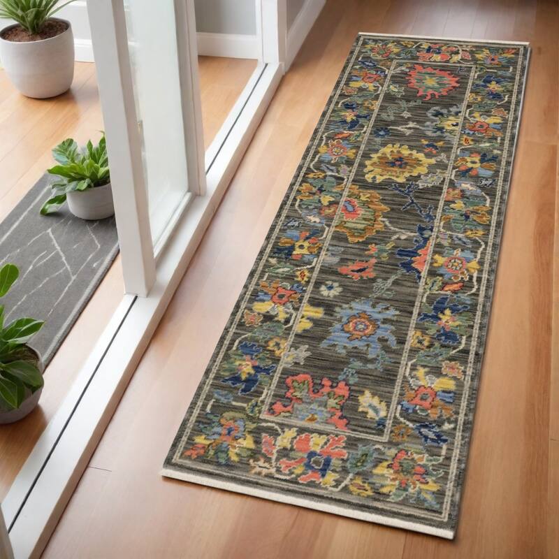 HomeRoots Oriental Traditional Rectangle Area Rug - 74.80 in. x 23.62 in.  x 0.32 in.