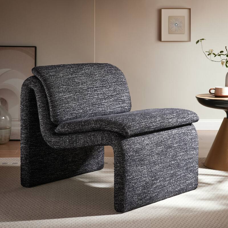 Lume Boucle Upholstered Armless Accent Chair - Charcoal