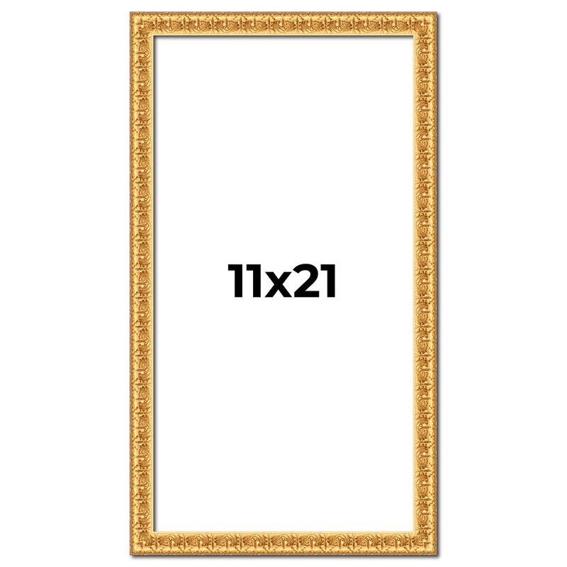 11x21 Frame Gold Real Wood Picture Frame Width 1 inches | Interior