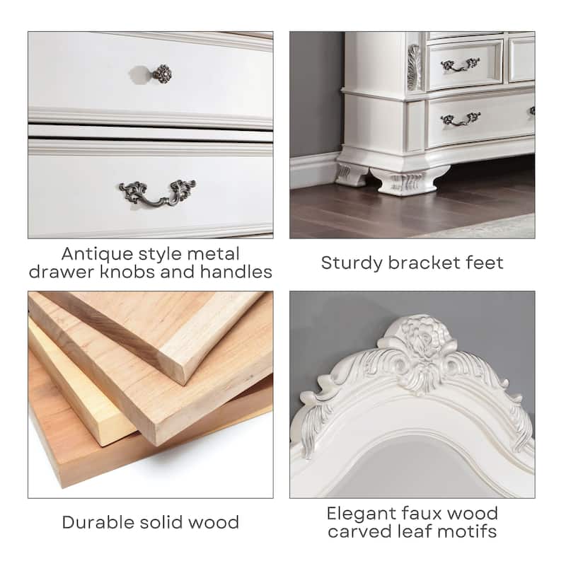 Furniture of America Wrea Traditional 3-Piece White Faux Leather Button Tufted Panel Bedroom Set