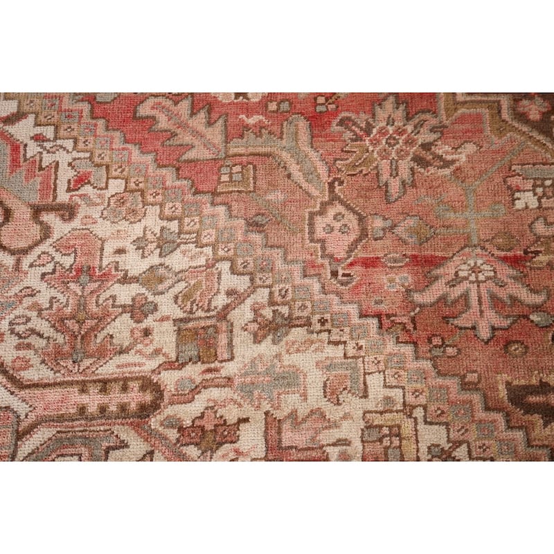 Heriz Persian Antique Area Rug Handmade Orange Wool Carpet - 8'7"x 10'11"