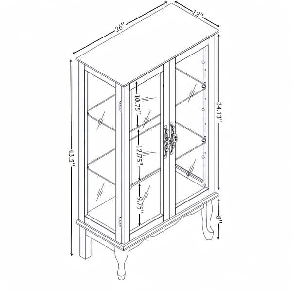 GDFStudio - Regency Traditional Storage Curio Cabinet with Tempered Glass Doors and Lighted Display