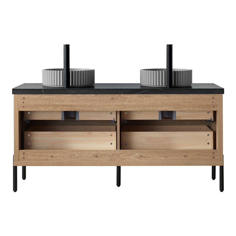 Trento Bath Vanity, Sintered Stone Top with Concrete Sink without Mirror
