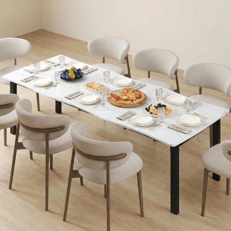 78.7 Inch Kitchen Dining Table Set for 6-8 for Dining Room, Kitchen, or Office (Only Table) - White