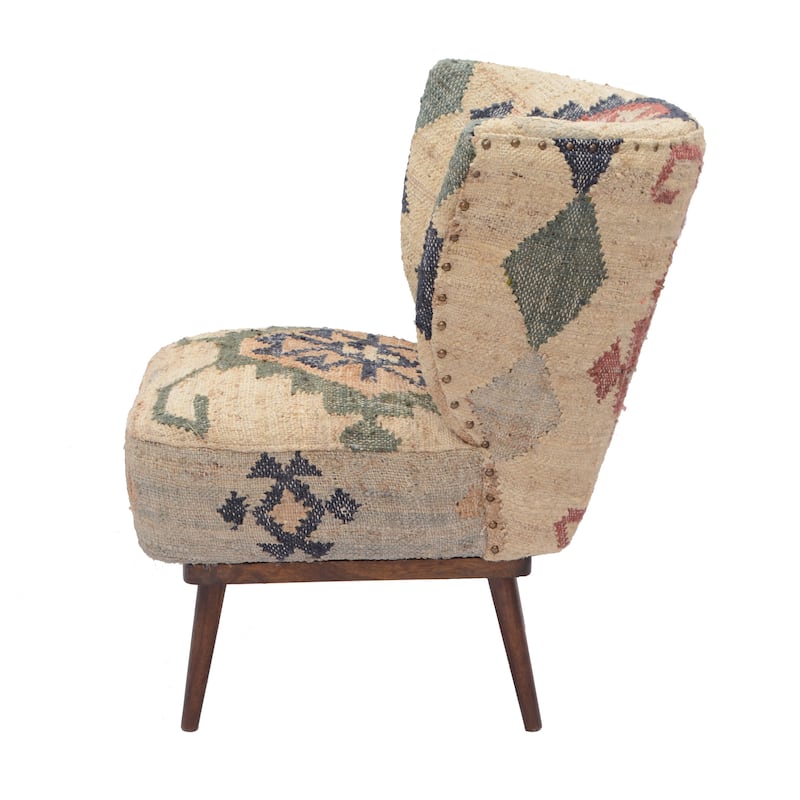 Sevita Comforta Boho Kilim Jute Upholstered Accent Chair - 30" H x 26" W x 30" D