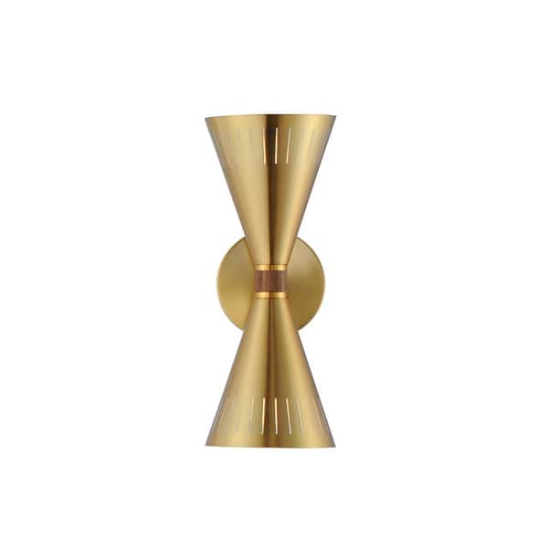 slide 2 of 4, Maxim 11432 Helsinki 2 Light 14" Tall Wall Sconce Natural Aged Brass