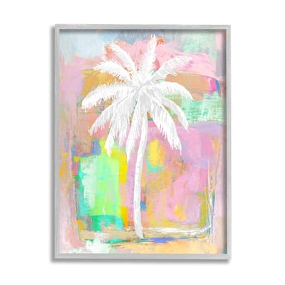 Stupell Pastel Palm Tree Tropical Layered Brush Strokes Framed Wall Art, Design by Kristen Dew