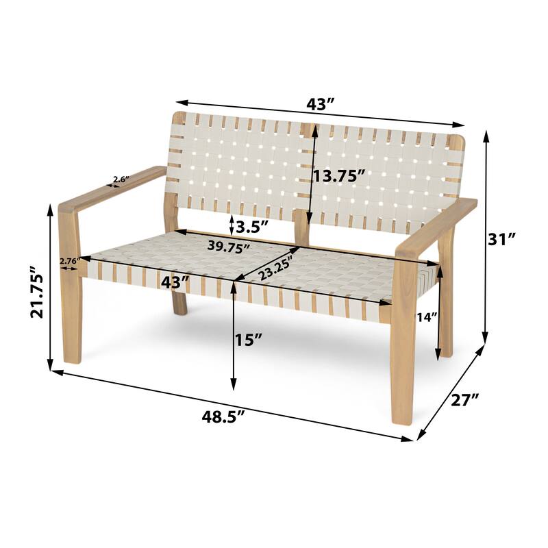 Christopher Knight Home - Hilary Acacia Wood Outdoor Loveseat with Woven Rope, 2-Seater Sofa