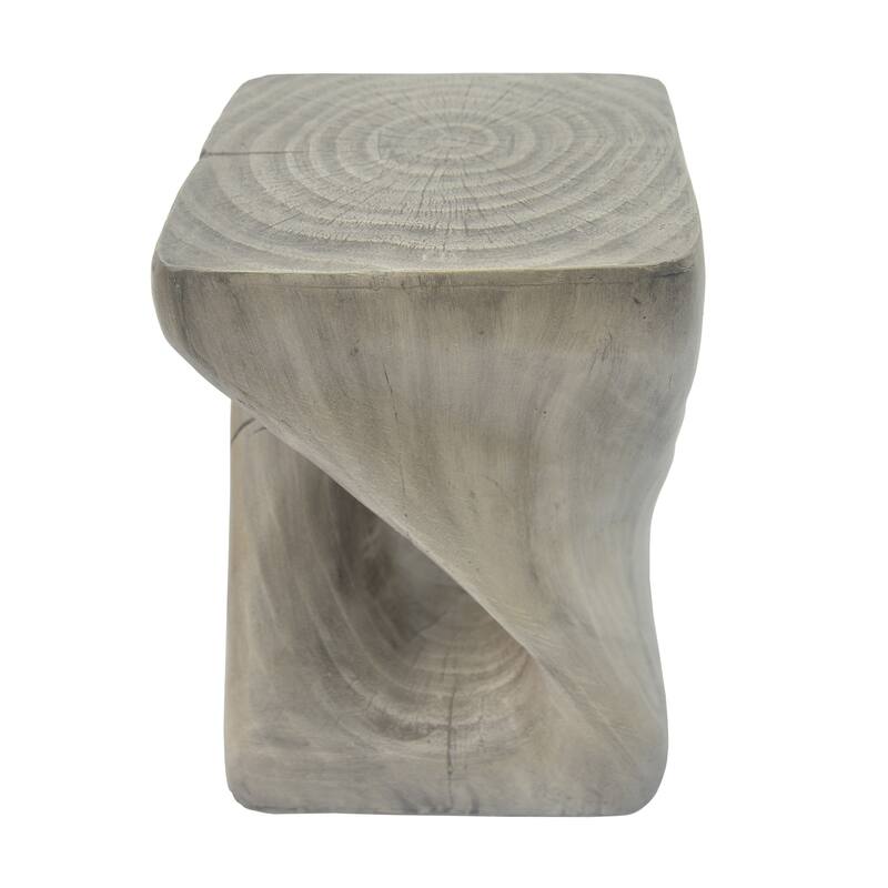Unique Hollow Twisted Spiral Shape Side Table with Wood Grain Texture